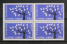 TIMBRES CHYPRE : EUROPA 1962 YVERT N° 207 à 209** NEUF SANS CHARNIERE BLOC DE 4