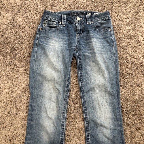 Miss Me Jeans Mid Rise Bootcut Size 25 Blue Faded Y2K Western Rock Cowboy Glam - Picture 5 of 13