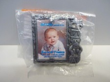 New Vtg SEARS PEWTER BABY PICTURE FRAME 2x2" Toys Stack Portrait Studio Photo