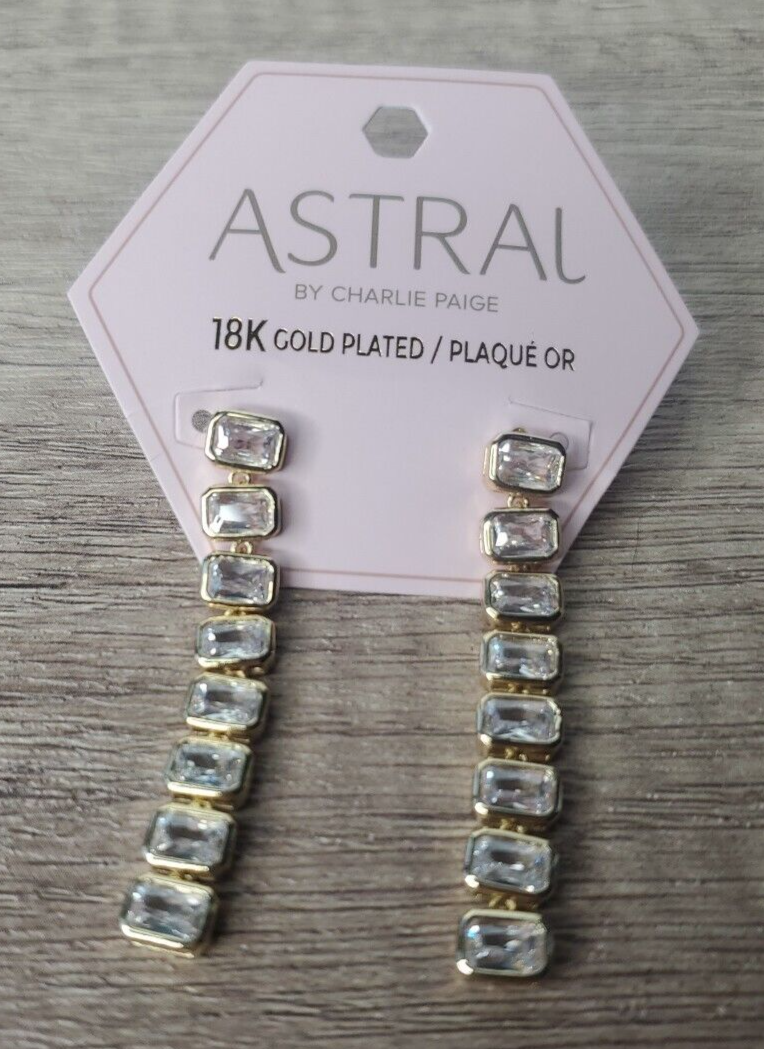 Astral By Charlie Paige - 18K Gold Plated Dangle/Drop Stud Earrings