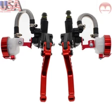 Red CNC Hydraulic Master Cylinder Reservoir Levers Brake Clutch Pump Motorcycle