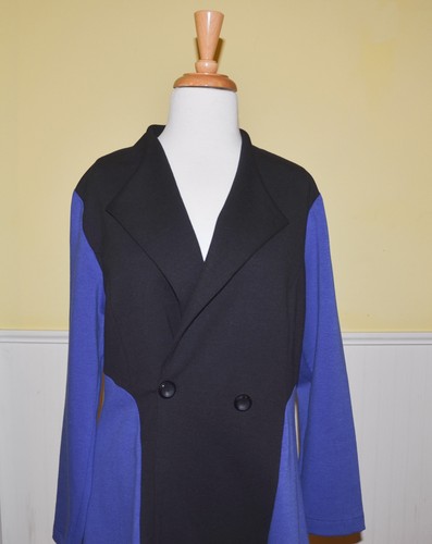 Comfy USA Womens Double Breasted Jacket Black & Blue - NWT - Picture 2 of 4
