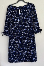 NEW! Talbots 3/4 Sleeve Blue Floral Knee Length Scallop Neck Lined Shift Dress 4