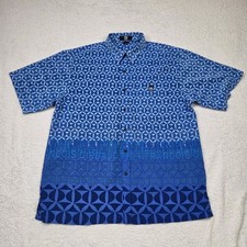 Marithe Francois Girbaud Shirt Mens XL Blue Geometric Print Relaxed Fit