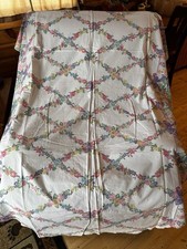 Vintage Long Cotton Easter/Spring Theme Tablecloth 95x54 Inches