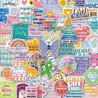 Yqskt 200PCS Mental Health Matters Awareness Stickers, Green, Blue, Yellow