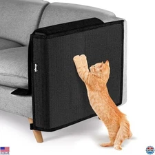 NATUYA Large Black Cat Scratch Sofa Protector - Durable Sisal Couch Shield Pad