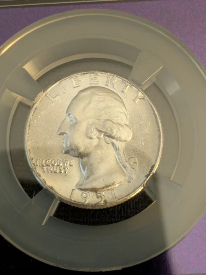 Lot of 2: 1980 S PF69 ULTRA CAMEO + 1951 MS65 Purple Core Washington Quarters - Image 3 of 4