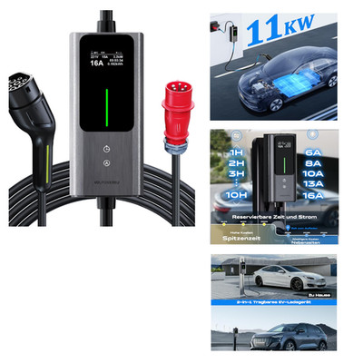 Mobile Wallbox 11 kW 3-Phasig Ladestation mit 5m Kabel Typ 2, 16A, VDL POWER