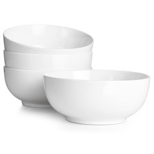 DOWAN 39 OZ Soup Bowls Set of 4 - Large White Ceramic, Deep Cereal Bowls