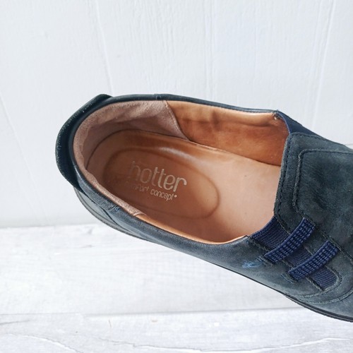 Hotter Comfort Concept Shoes Size 7.5 Blue Nubuck Suede Loafers Slip On Flat - Picture 10 of 14