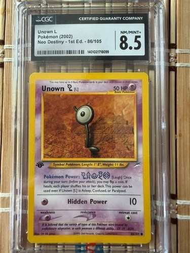 Unown [L] (1st Edition) graded CGC 8.5 for sale on eBay
