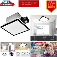 Versatile Black Bathroom Exhaust Fan with Light, 110 CFM & Adjustable Colors