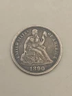 1890 Seated Liberty Silver Dime 10c