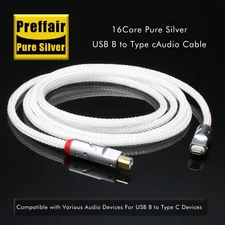 Cord High Performance 16Core Pure Silver USB Cable Type B - Type C Audio Cable