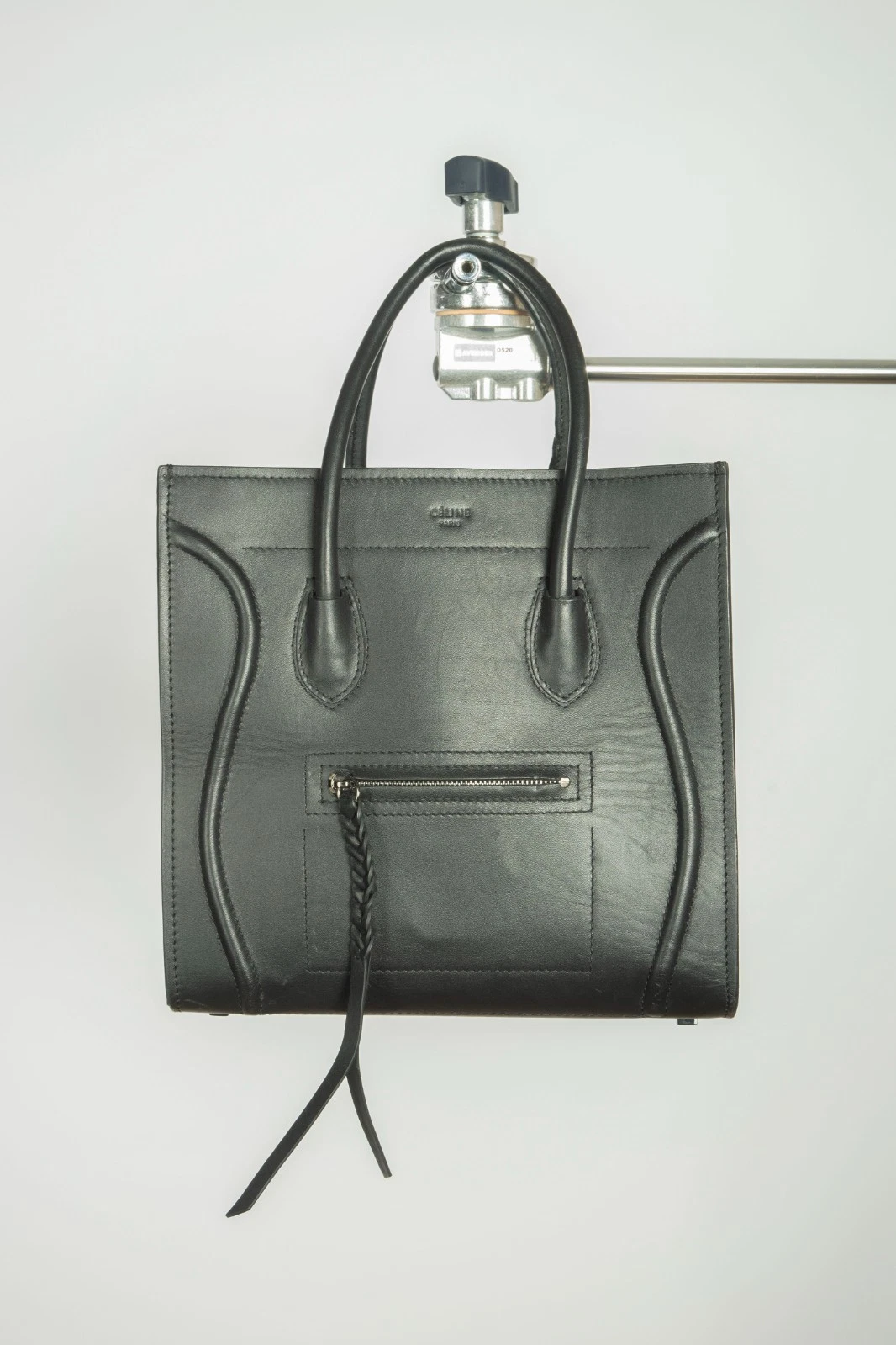 Celine — Celine Coquelicot Medium Black Leather Women's Handbag Handle Luggage Tote Bag