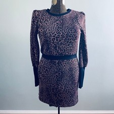 Imperial leopard print shimmer long sleeve sweater dress