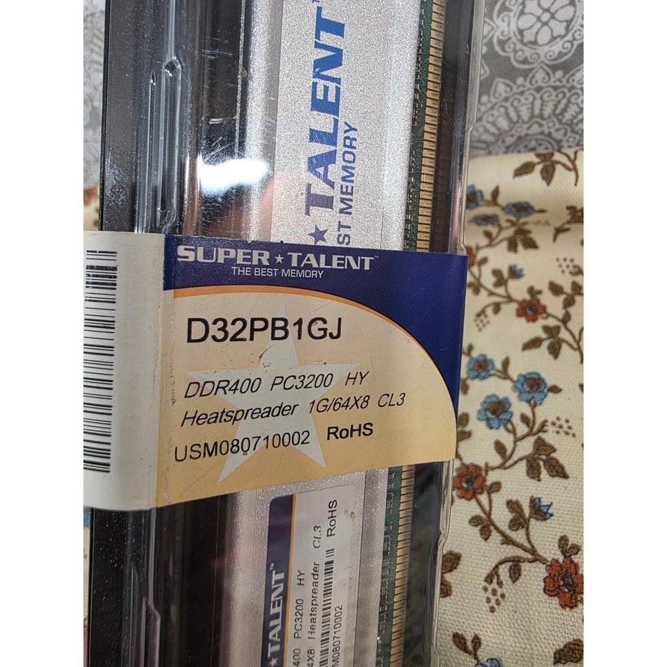 Super Talent 1GB DDR400 PC3200 HY Desktop Memory RAM D32PB1GJ 1G/64x8 CL3 - Image 2 of 4