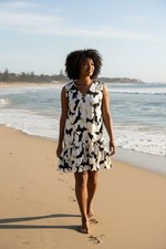 Nine West Mini Dress Plus Size XXL White Black Floral