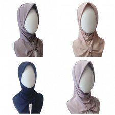 Women Bow Hijabs Cap Muslim Solid Color Scarf Malaysia Directly Wear HeadScarf