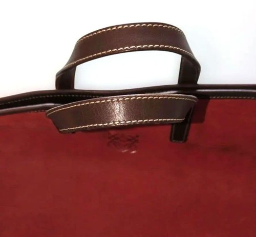 LOEWE Anagram Suede Tote Bag Orange Leather Handle A4 Women's Authentic - 第 9/13 張圖片