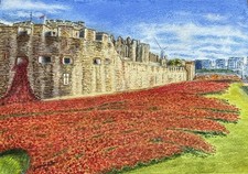 Tower of London Remembrance Ceramic Poppy print size A4 from an original work.