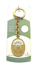 Vintage NOS April Birthstone Diamond 18 kt. Gold Finish Keyring Keychain — photo 1