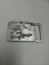 Old Pewter "3 Year Safe Driving" Truck Buckle Old Forge Metals Inc. 1980's
