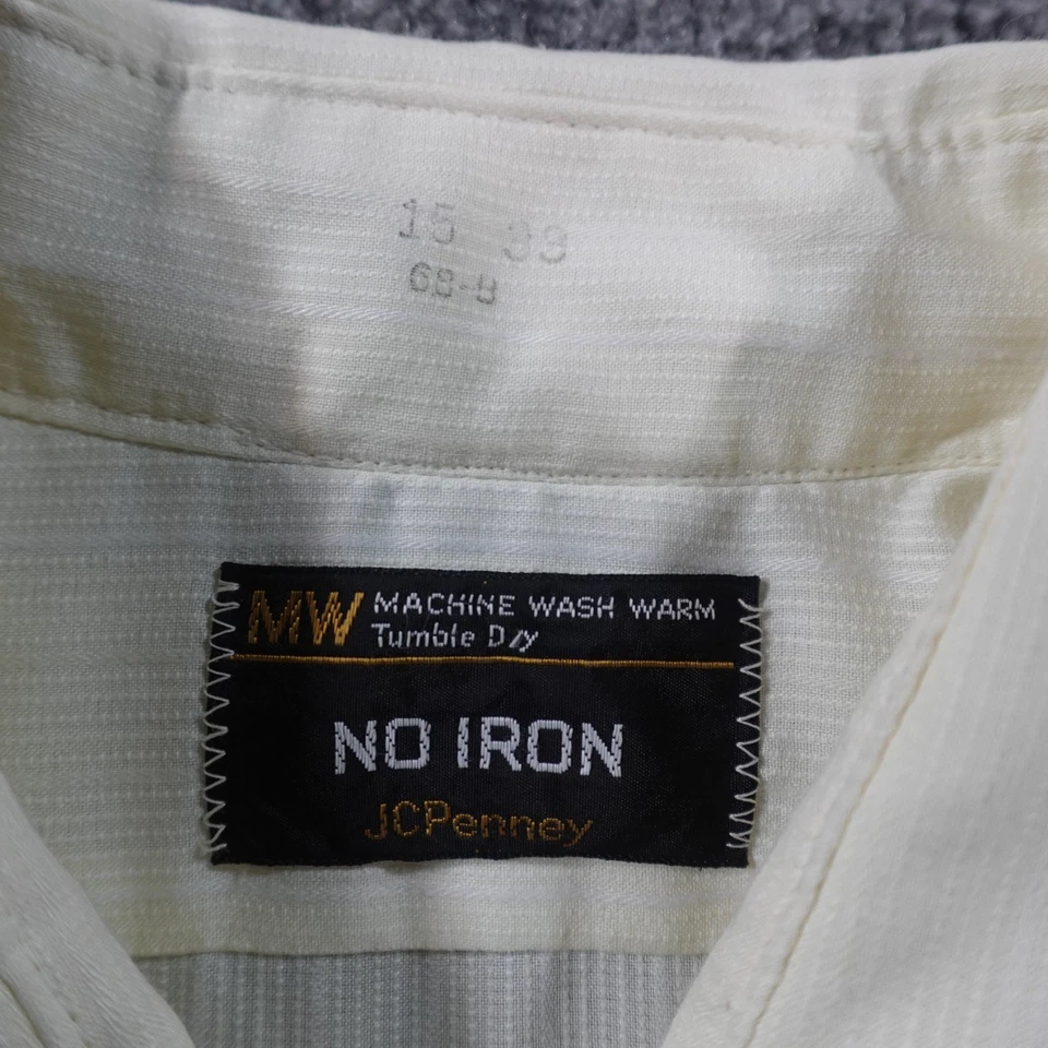 Camisa De Colección Años 70 JCPenney Para Hombres 15 33 Amarillo Cuello Daga Disco Botón 14684 Foto 4 de 4