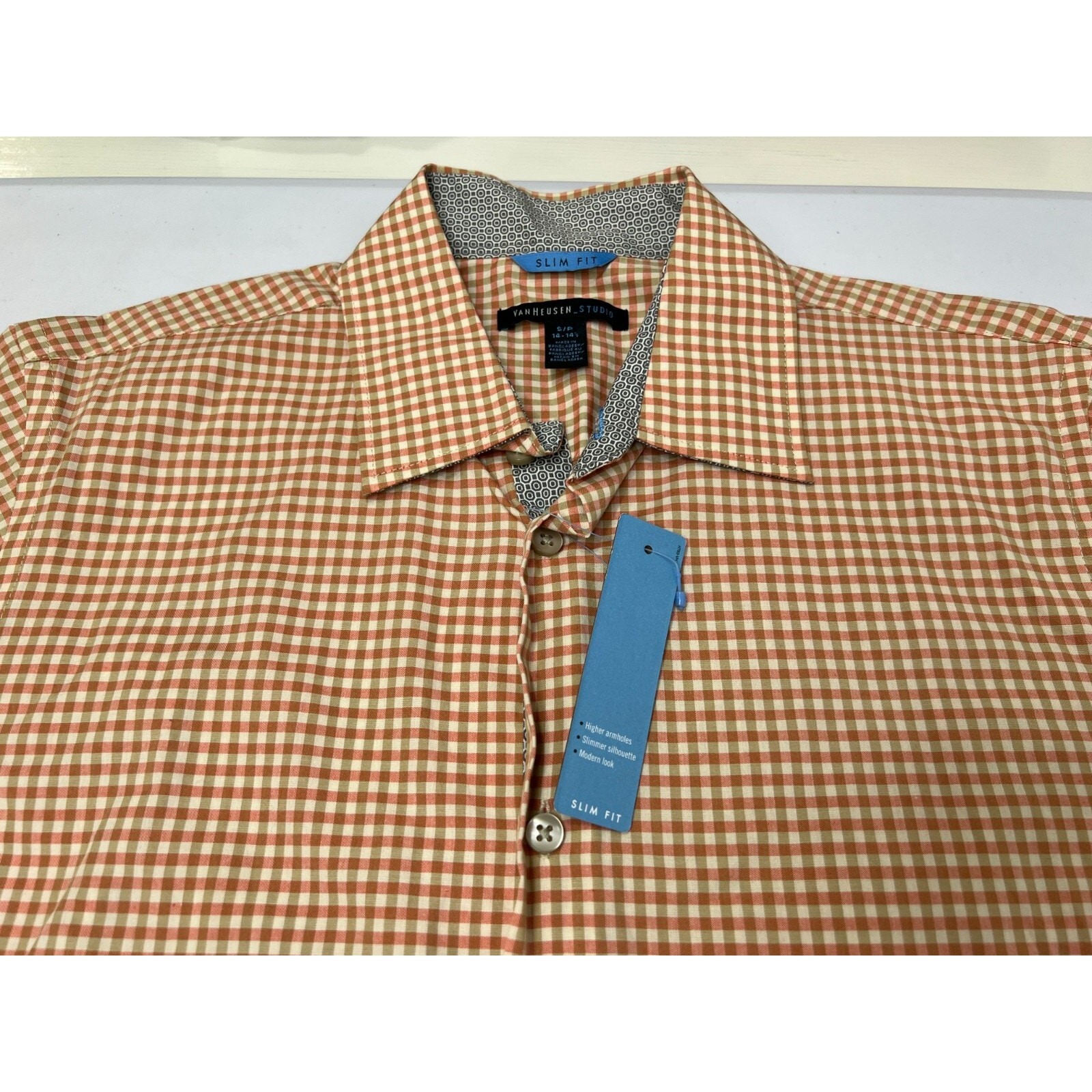 NWT Van Heusen Studio Men's Dress Shirt Slim Fit Long Sleeve Button Checked thumbnail 18