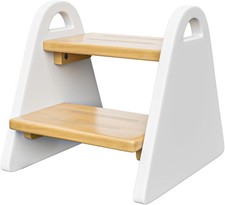 Toddler Step Stool Wooden Kids Potty Training Stool with Handles White