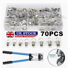 70PCS Car Copper Lug Ring Terminals Cable Electrical Wire Crimp Connectors Kit