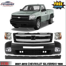 Front Bumper Headlights Assembly Kit For 2007-2013 Chevrolet Silverado 1500