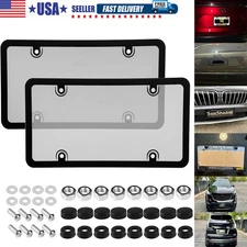 2X Unbreakable License Plate Covers+Frames Auto Tag Shield Protector Front Rear