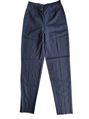 Marella Italy Women UK 8 Pants Dark Blue Regular Straight Stretch Wool Trousers