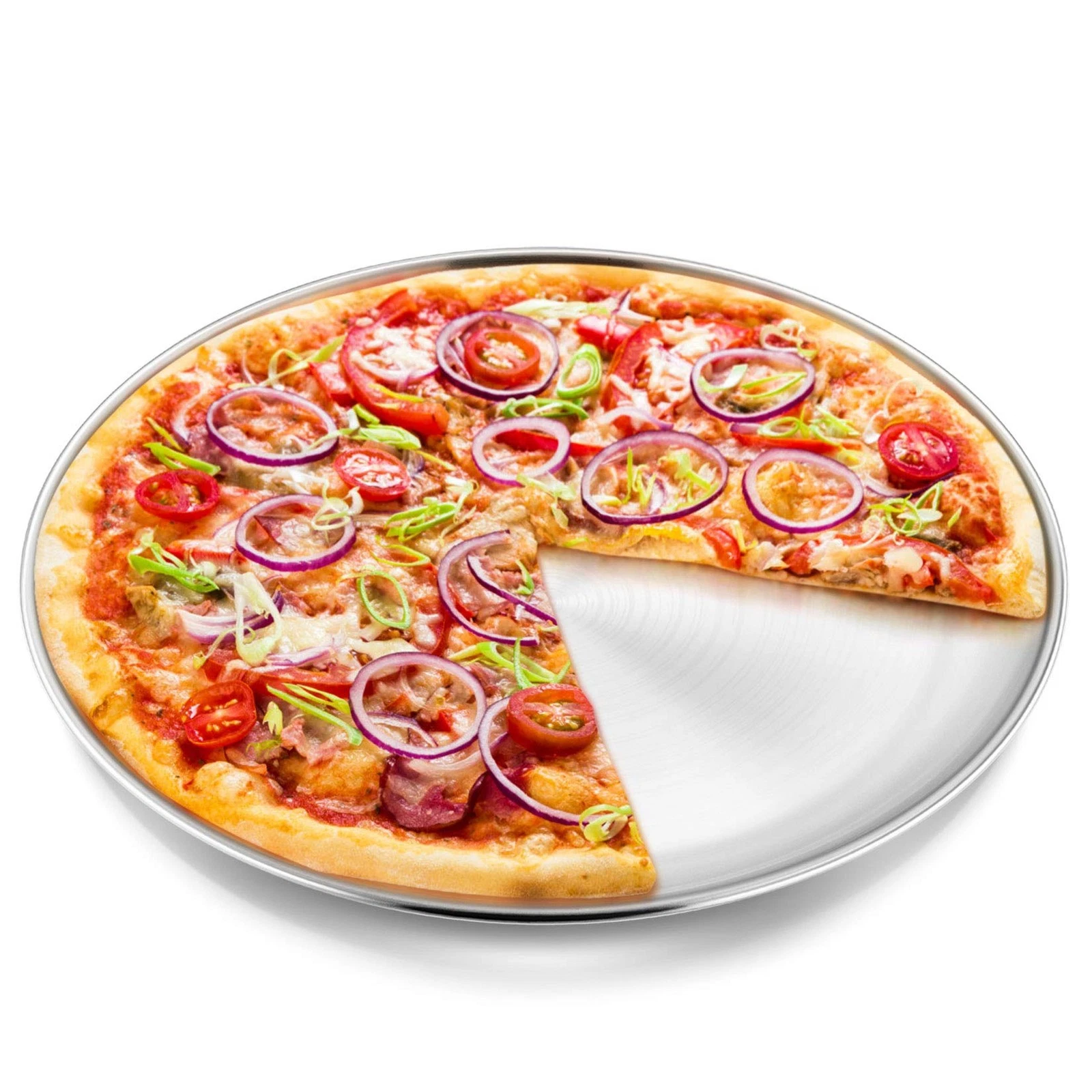 13.5 Inch Stainless Steel Pizza Pan Round Baking Sheet Plate for Cake Pie