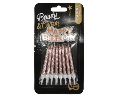 Happy Birthday-Kerzen, Roségold, 16 Stück, 1 Packung.