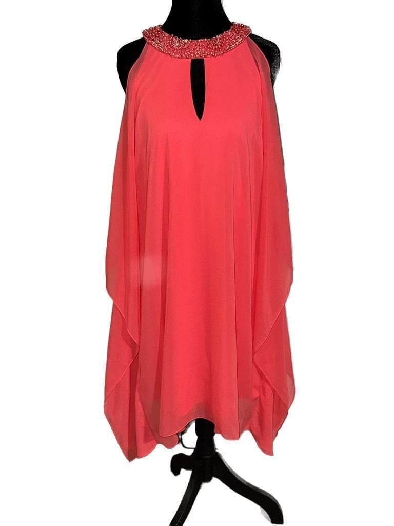 Badgley Mischka High Neck Georgette Caftan Gown Size 4