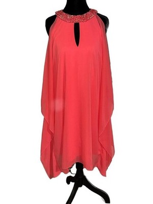 Badgley Mischka High Neck Georgette Caftan Gown Size 4