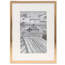 Elegant Gold Metal Picture Frame with Bevel Cut Mat for 4x6 Photo