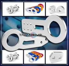 FRONT+REAR ALUMINUM TOW HOOK KIT SILVER ACURA CHEVROLET DODGE EAGLE FORD HONDA