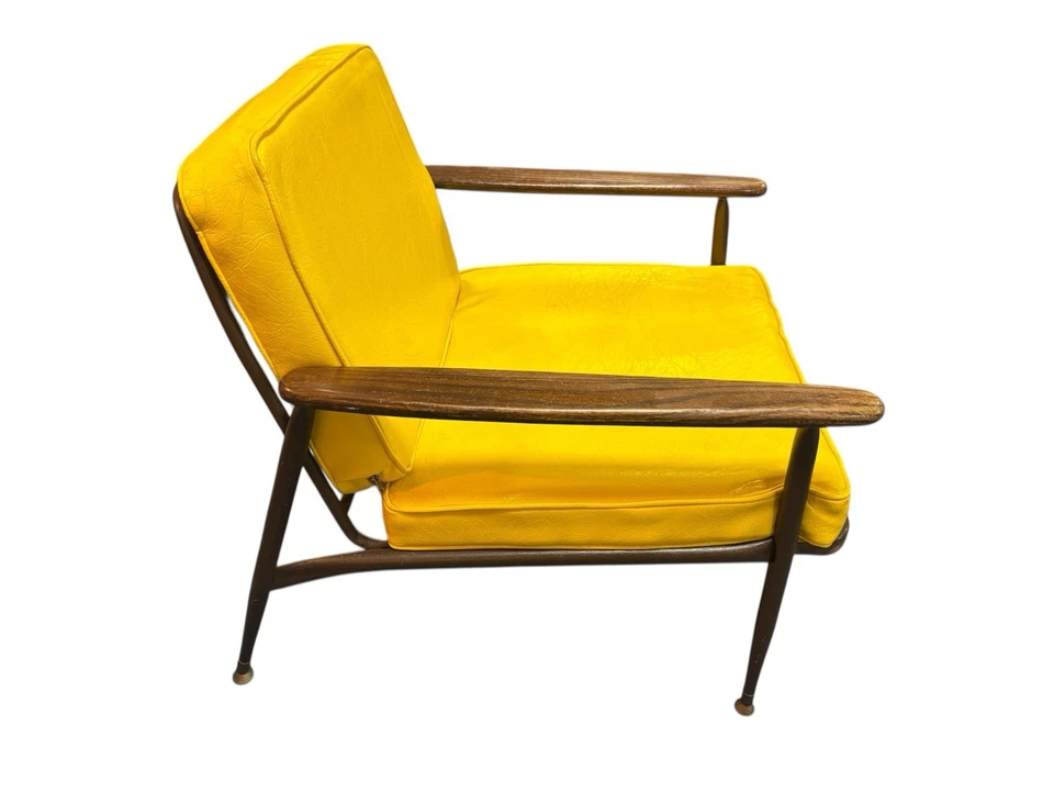 Vintage MCM Baumritter Metal & Wood PATIO Sun Porch Chair w Cushions 1960s - Image 4 of 4