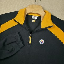 Vintage Pittsburgh Steelers NFL Pullover Fleece Mens Large 1/4 Quarter Zip Black