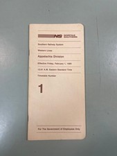 Norfolk Southern Railway System Appalachia Division Timetable 1 February 1, 1985