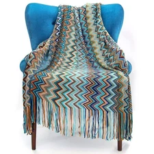 SereneLife Bohemian Throw Blanket 100% Acrylic All Seasons Insulation Super Soft