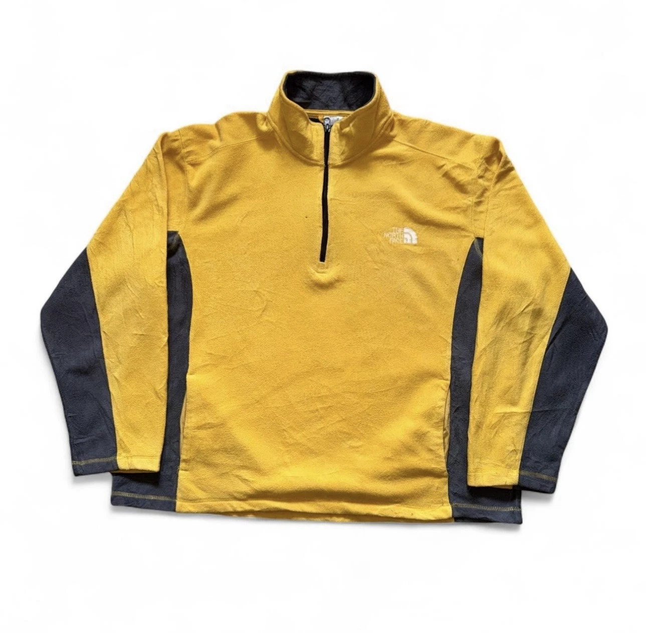The North Face men's quarter zip fleece jacket in yellow and grey sz XL