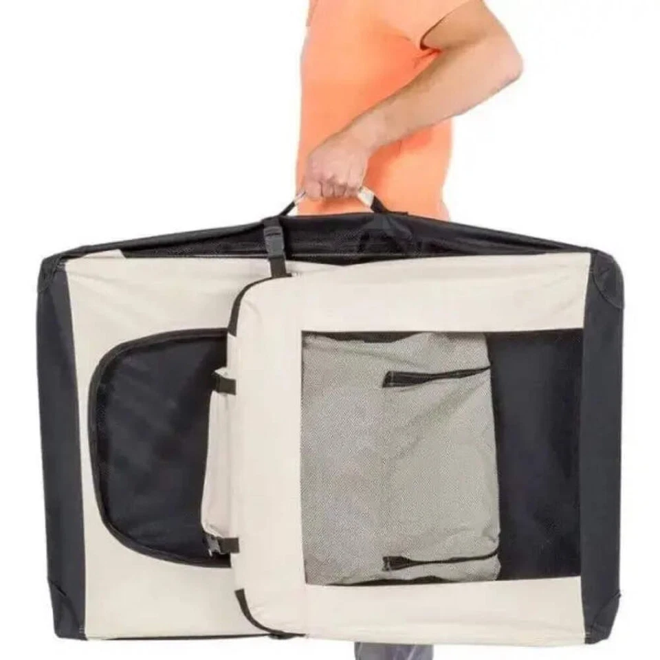 🐾 Topmast Nylon Hundetransportbox – beige | Faltbare Reisebox für Hunde - Bild 3 von 4