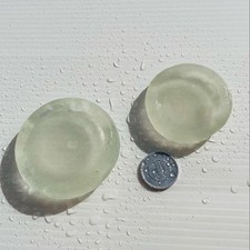 Rare Japanese Sea Glass Naturally Weathered Bottle bottom set rounded