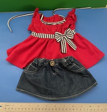 Build-A-Bear Workshop Dress Red White Blue Striped USA America Clothes  Skirt