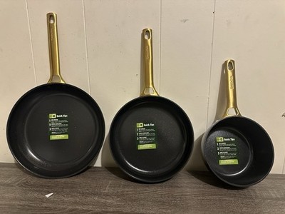 GreenPan 3-Piece Fry Pan Set Ceramic Nonstick New Without Box (No Lids) New
